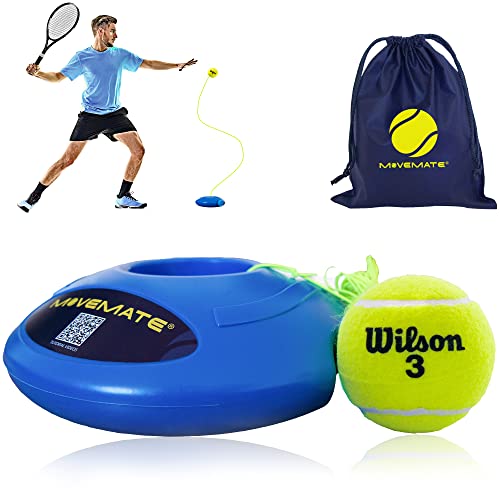 MOVEMATE Set de Entrenamiento Tenis con Pelota Wilson® – Innovador Dispositivo Deportivo para Jugar y Entrenar al Aire Libre, en el jardín, la terraza - Entrenador Tenis