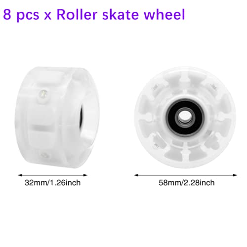 MOVKZACV Paquete de 8 ruedas de patines con rodamientos luminosos para patines de doble fila y monopatín, 58 mm x 32 mm