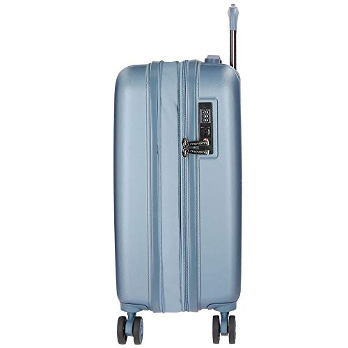 MOVOM, Maleta de cabina, Rígida ABS, Cierre TSA, 38 L, 3,2 Kg, 4 Ruedas dobles Extensible Equipaje de Mano, Plata, 55 cm