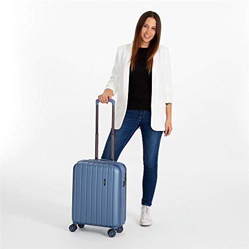 MOVOM, Maleta de cabina, Rígida ABS, Cierre TSA, 38 L, 3,2 Kg, 4 Ruedas dobles Extensible Equipaje de Mano, Plata, 55 cm