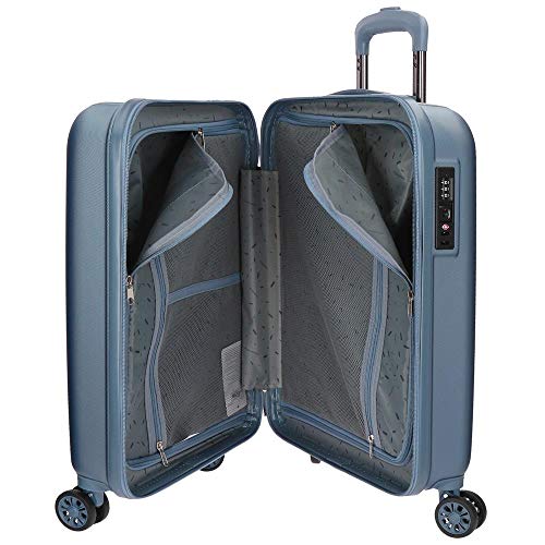 MOVOM, Maleta de cabina, Rígida ABS, Cierre TSA, 38 L, 3,2 Kg, 4 Ruedas dobles Extensible Equipaje de Mano, Plata, 55 cm