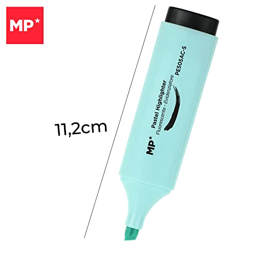 MP - Pack 12 Subrayadores Fluorescentes a Base de Agua, Punta Biselada, Antisecado, para Estudiantes, Niños, Adolescentes, Adultos, Uso Escolar y Trabajo, Colores Surtidos