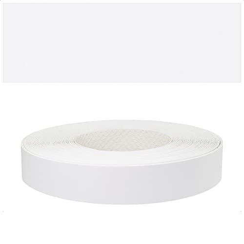 Mprofi MT® 5m Rollo-Cinta de Borde de Melamina-Con Adhesivo Termofusible-Borde de Borde para Estantes-Tablero de Construcción de Muebles-Cinta de Borde para Planchar-Blanco Liso 22mm