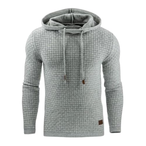 MQYXGS Sudaderas de los Hombres Pullover de Manga Larga Sudadera con Capucha Jacquard de Escocia Patchwork Sudadera con Capucha Casual con Cordón Top Jersey de Jacquard de Escocia con Cordón Bajo