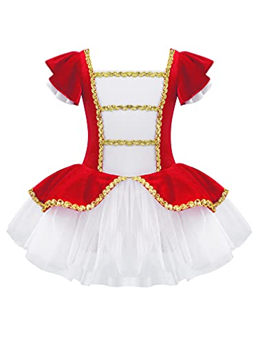 MSemis Disfraz Bailarina Circo para Niña con Tutú Maillot de Gimnasia Rítmica Maestro Ringmaster Costume Vestido de Bailarina Fiesta Halloween Navidad 3-16 Años Rojo 11-12 años