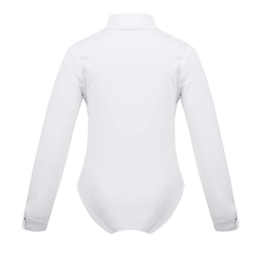 MSemis Maillot Baile Latino para Niños Traje Baile Rítmico Body Camisa Ropa Danza Tanga Competencia 4-12 Años Blanco 6 Años