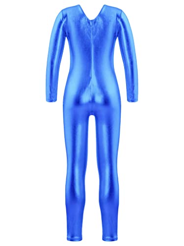 MSemis Maillot Brillante de Danza para Niña Leotardo Manga Larga Mono de Patinaje Artístico Gimnasia Jumpsuit Elástico Bailarina Dancewear 4-14 Años Azul 6 años