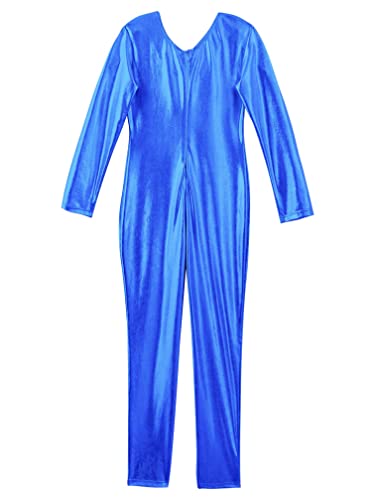 MSemis Maillot Brillante de Danza para Niña Leotardo Manga Larga Mono de Patinaje Artístico Gimnasia Jumpsuit Elástico Bailarina Dancewear 4-14 Años Azul 6 años