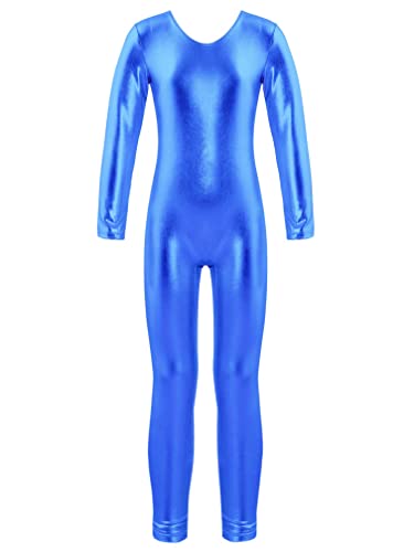 MSemis Maillot Brillante de Danza para Niña Leotardo Manga Larga Mono de Patinaje Artístico Gimnasia Jumpsuit Elástico Bailarina Dancewear 4-14 Años Azul 6 años