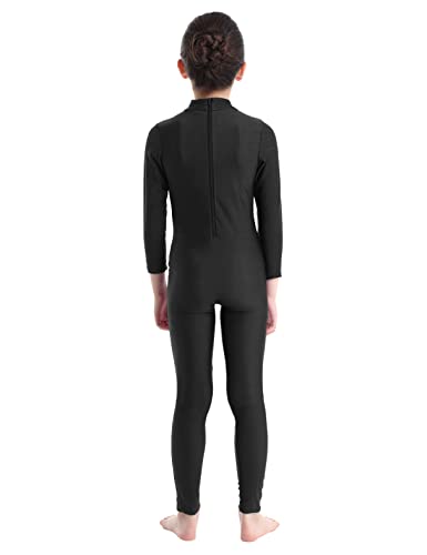 MSemis Maillot de Danza para Niña Manga Larga Leotardo de Ballet Gimnasia Mono de Patinaje Artístico Jumpsuit Ropa de Deportiva Yoga 3-16 Años Negro 3-4 años