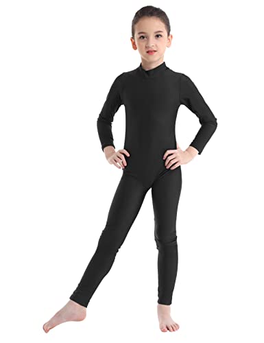 MSemis Maillot de Danza para Niña Manga Larga Leotardo de Ballet Gimnasia Mono de Patinaje Artístico Jumpsuit Ropa de Deportiva Yoga 3-16 Años Negro 3-4 años