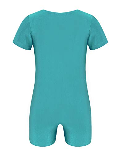 MSemis Mono de Gimnasia Leotardo Danza para Niñas Niños Body Maillot de Ballet Deporte Manga Corta Dancewear Turquesa 8 Años