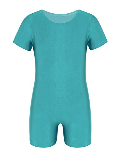 MSemis Mono de Gimnasia Leotardo Danza para Niñas Niños Body Maillot de Ballet Deporte Manga Corta Dancewear Turquesa 8 Años