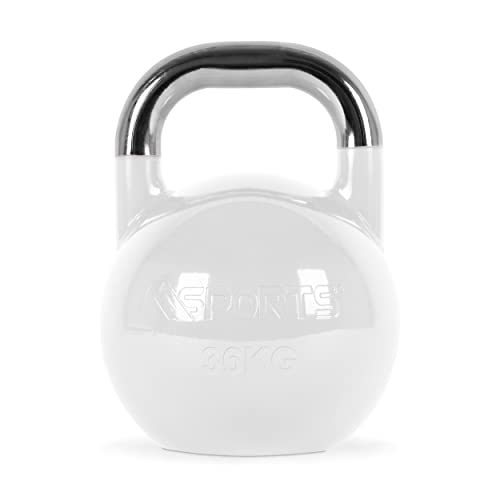 MSPORTS Kettlebell Competition Premium 4-36 kg con póster de Ejercicios | Calidad de Estudio Profesional | Kettlebell de competición, Pesas