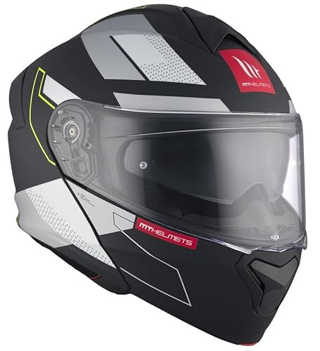 MT Helmet Casco Abatible Genesis Talla M (57/58) Modelo Talo Negro Mate Y Fluor con homologacion 22.06