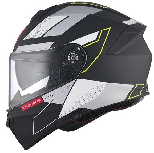 MT Helmet Casco Abatible Genesis Talla M (57/58) Modelo Talo Negro Mate Y Fluor con homologacion 22.06