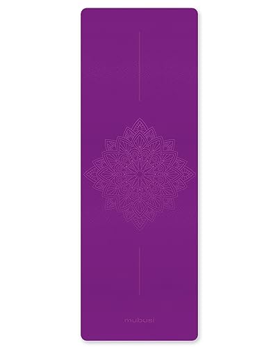 mubusi Esterilla Yoga Mandala Morada 60x183 cm - Esterilla Fitness Gruesa 8 mm - Esterilla Deporte para Gimnasio en Casa - Colchoneta Gimnasia para Ejercicio en Casa - Yoga Mat Gym