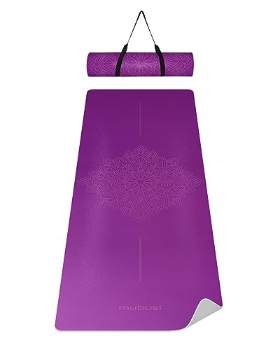 mubusi Esterilla Yoga Mandala Morada 60x183 cm - Esterilla Fitness Gruesa 8 mm - Esterilla Deporte para Gimnasio en Casa - Colchoneta Gimnasia para Ejercicio en Casa - Yoga Mat Gym