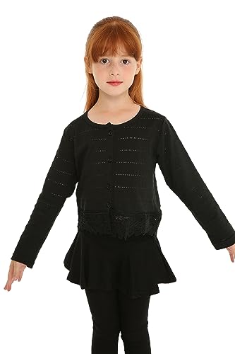 Mud Kingdom Bolero de encaje con botones para bebés niñas 12M-8Y, Negro liso, 24 meses