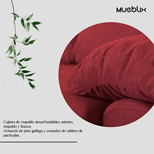 MUEBLIX.COM | Sofa Marcos | Sofa 3 Plazas | Sofas de Salón Modernos | Sofa Confortable | Asientos de Goma Espuma | Sofa de Diseño | Color Rojo