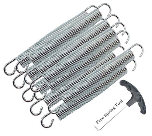 Muelles de trampolín, Metal Resistente a la corrosión, 10 muelles de trampolín de Fitness + 1 Herramienta de Resorte (165mm/6.5inch)