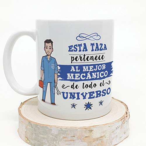 MUGFFINS Mecánico Tazas Originales de café y Desayuno para Regalar a Trabajadores Profesionales - Esta Taza Pertenece al Mejor Mecánico del Universo - Cerámica 350 ml