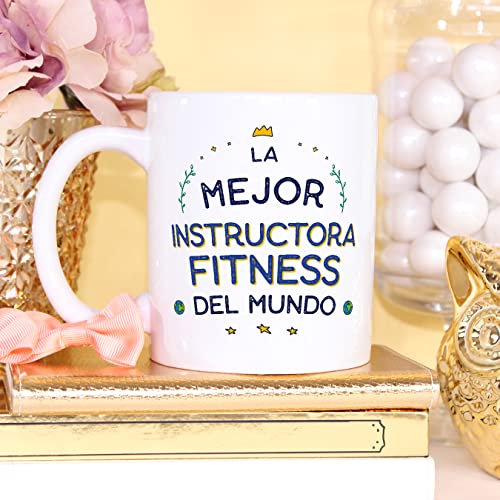 MUGFFINS Tazas para INSTRUCTORA FITNESS mujer - En Español - Mejor del Mundo - 11 oz / 330 ml - Regalo original y divertido