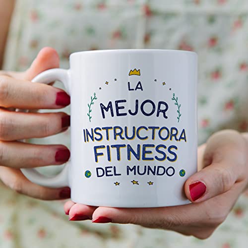 MUGFFINS Tazas para INSTRUCTORA FITNESS mujer - En Español - Mejor del Mundo - 11 oz / 330 ml - Regalo original y divertido