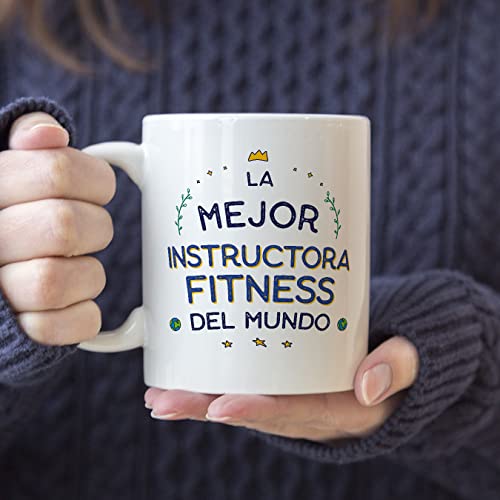 MUGFFINS Tazas para INSTRUCTORA FITNESS mujer - En Español - Mejor del Mundo - 11 oz / 330 ml - Regalo original y divertido