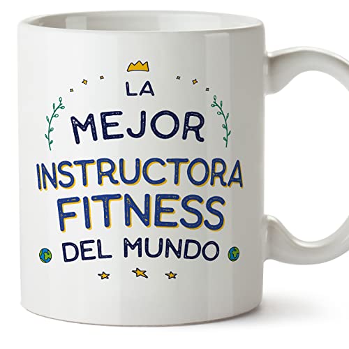 MUGFFINS Tazas para INSTRUCTORA FITNESS mujer - En Español - Mejor del Mundo - 11 oz / 330 ml - Regalo original y divertido