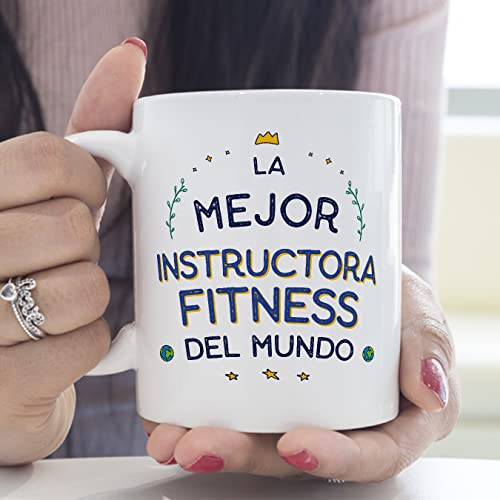 MUGFFINS Tazas para INSTRUCTORA FITNESS mujer - En Español - Mejor del Mundo - 11 oz / 330 ml - Regalo original y divertido