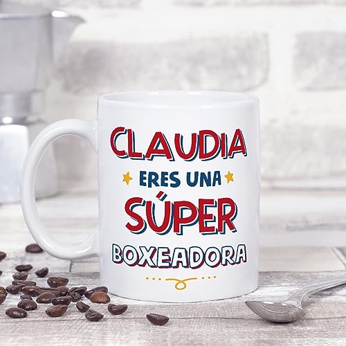 MUGFFINS Tazas Personalizadas para BOXEADORA mujer - En Español - Eres Súper - 11 oz / 330 ml - Regalo Personalizable original y divertido