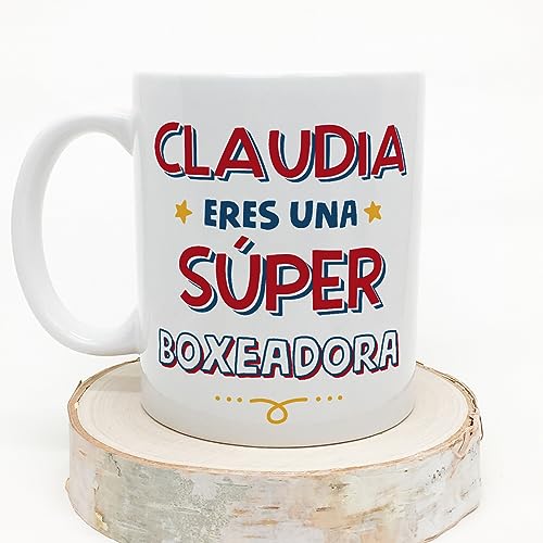 MUGFFINS Tazas Personalizadas para BOXEADORA mujer - En Español - Eres Súper - 11 oz / 330 ml - Regalo Personalizable original y divertido