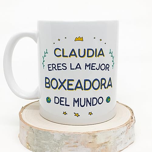 MUGFFINS Tazas Personalizadas para BOXEADORA mujer - En Español - Mejor del Mundo - 11 oz / 330 ml - Regalo Personalizable original y divertido