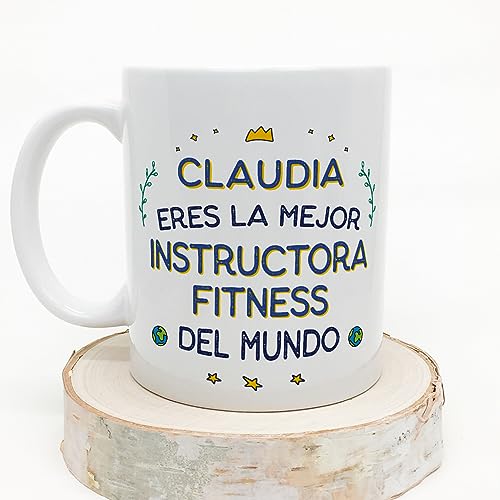 MUGFFINS Tazas Personalizadas para INSTRUCTORA FITNESS mujer - En Español - Mejor del Mundo - 11 oz / 330 ml - Regalo Personalizable original y divertido