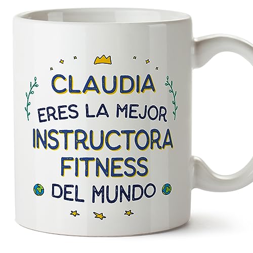 MUGFFINS Tazas Personalizadas para INSTRUCTORA FITNESS mujer - En Español - Mejor del Mundo - 11 oz / 330 ml - Regalo Personalizable original y divertido