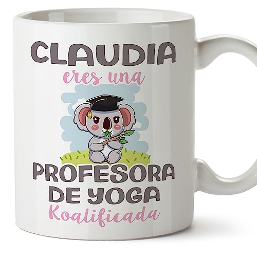 MUGFFINS Tazas Personalizadas para PROFESORA DE YOGA - En Español - Koalificados Personalizados - 11 oz / 330 ml - Regalo Personalizable original y divertido