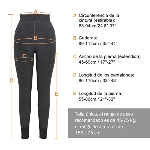 Mujer Leggings Forro Polar Polainas Cintura Alta Suave Elástico Invierno cálido Pantalones de Control de Barriga, 2 Paquetes (Negro + Gris Oscuro)