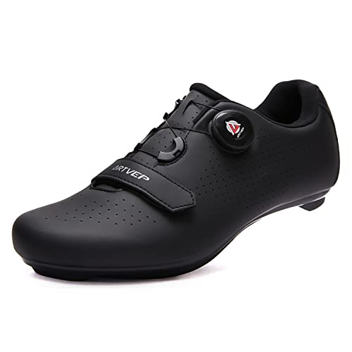 Mujer Zapatillas de Ciclismo para Hombre Zapatillas de Bicicleta de Carretera compatibles con Look SPD SPD-SL Delta Cleats Zapatillas de Bicicleta para Interiores Exteriores Todo Negro EU 38