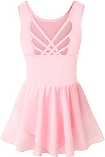 Mulnall Maillot de Ballet para Niña Sin Mangas Gimnasia Leotardo de Algodón Ropa de Ballet Tutú(7013-08-M)