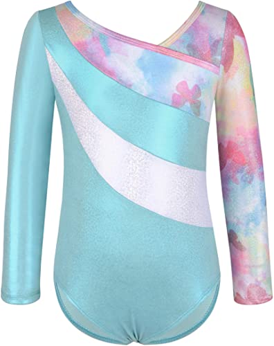 Mulnall Maillots de Gimnasia para Niña Manga Larga Maillot de Mono Elástico de Danza Ballet Gimnasia Rítmica Disfraz 2-10Años(5901-15-130)