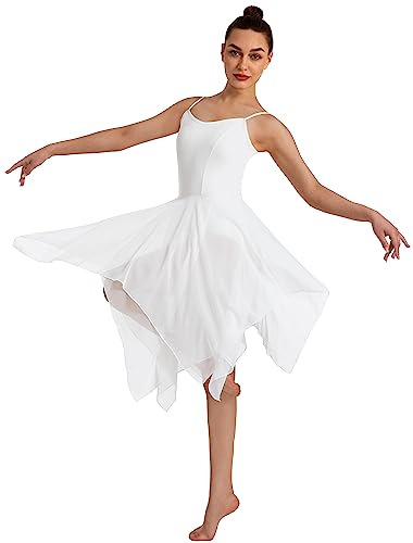 Mulnall Mujer Drapeado Lírica Contempornánea Praise Vestido Mujer Leotardo Body de Gimnasia Dancewear Maillot Gimnasia Disfraz Bailarina(UK23913-07-L)