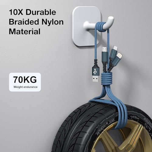 Multi Cable de Carga [3Pack 1.2M] 3 en 1 Multi USB Cargador Cable Nylon Cable USB con Micro USB Tipo C Lightning de Cargador Carga Rápida para Samsung Galaxy,Huawei,Honor,iPhone,Kindle,MacBook,LG