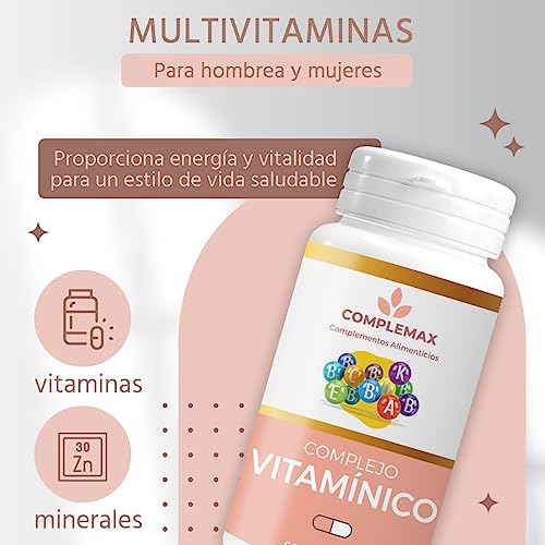 Multivitaminas Mujer Y Hombre. Vitaminas Para El Cansancio Y Mantener La Vitalidad. Vitamina C, D, B1, B2, B6 y B12, Hierro, Zinc, Ácido Fólico... Complejo Vitamínico De 60 Cápsulas Para 2 Meses.