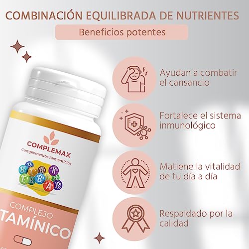 Multivitaminas Mujer Y Hombre. Vitaminas Para El Cansancio Y Mantener La Vitalidad. Vitamina C, D, B1, B2, B6 y B12, Hierro, Zinc, Ácido Fólico... Complejo Vitamínico De 60 Cápsulas Para 2 Meses.