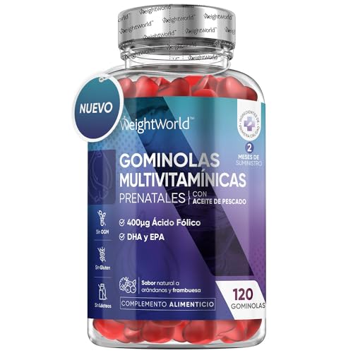 Multivitaminas Prenatal 120 Gominolas Sabor Frutos Rojos - Con Ácido Fólico, Vitaminas C, E, B6, D3, B12, Zinc, Niacina y Colina Para Mujeres Durante el Embarazo Para 2 Meses de Suministro