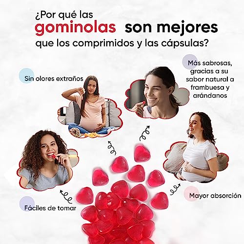 Multivitaminas Prenatal 120 Gominolas Sabor Frutos Rojos - Con Ácido Fólico, Vitaminas C, E, B6, D3, B12, Zinc, Niacina y Colina Para Mujeres Durante el Embarazo Para 2 Meses de Suministro