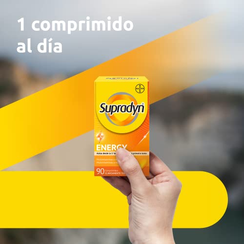 Multivitaminas, Supradyn Energy, 90 comprimidos, 3 Meses de Suministro, Complejo Vitaminico completo, Vitamina B12, B6, Coenzima q10, Sin Gluten y Sin Lactosa, Unisex