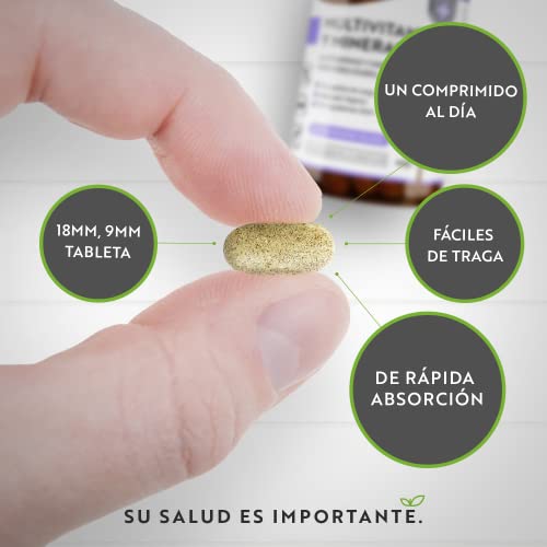 Multivitaminas y Minerales - 365 Comprimidos Veganos - Complejo Multivitaminico con 26 Esenciales Vitamina D3, C, A, B, E, Yodo, Selenio, Calcio, Hierro, Zinc - Hombre y Mujer - Nutravita