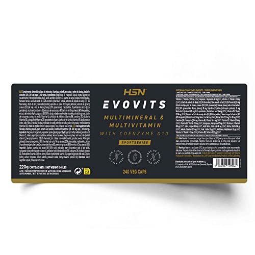 Multivitaminas y Minerales Evovits de HSN | Multivitamínico para 8 Meses = 1 Cápsula al Día | Complejo Polivitamínico para Mujer, Hombre, Vegetarianos y Deportistas | No-GMO, Sin Gluten ni Lactosa